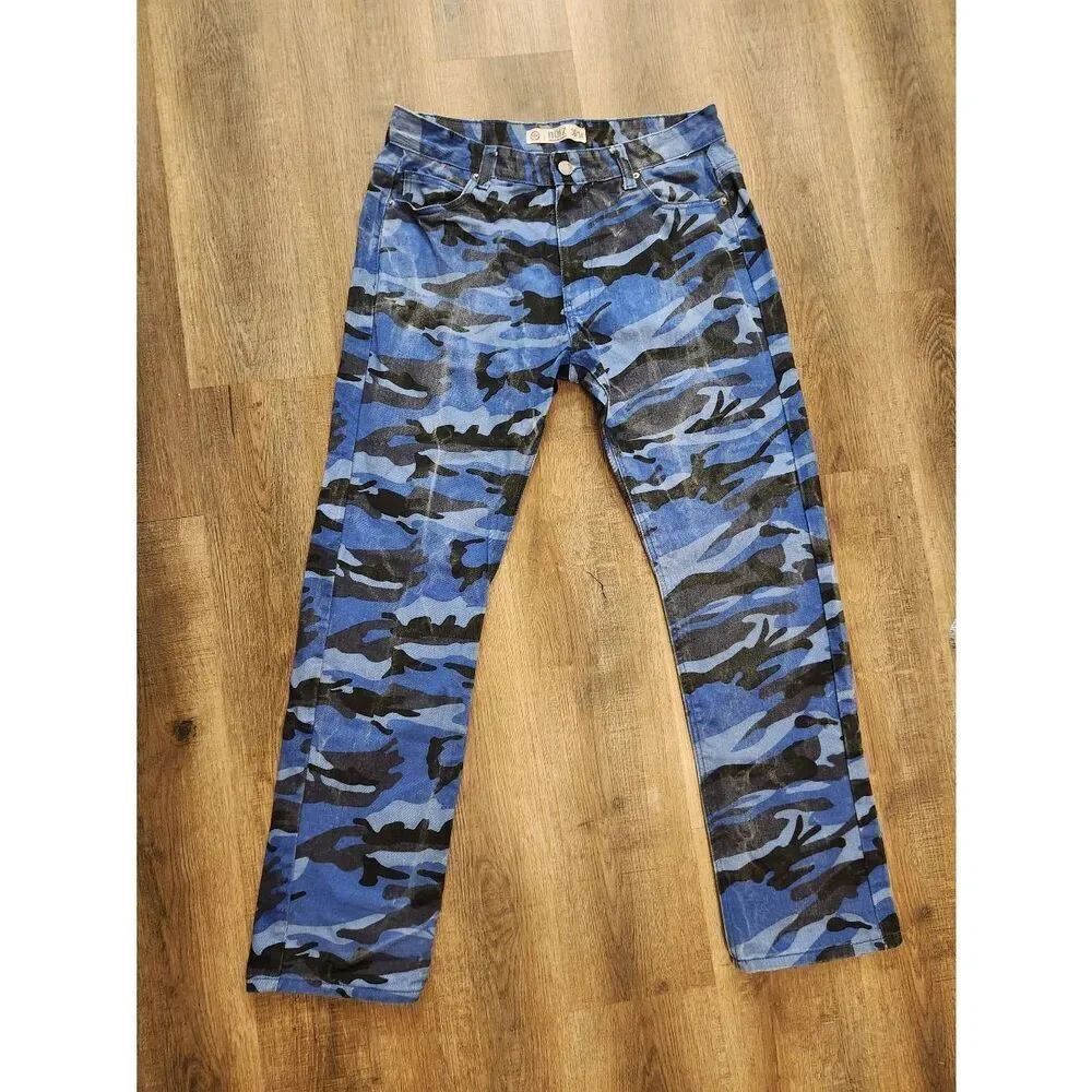 Noiz Y2K Mens camouflage Denim Jeans Multicolor size 34x32* measured